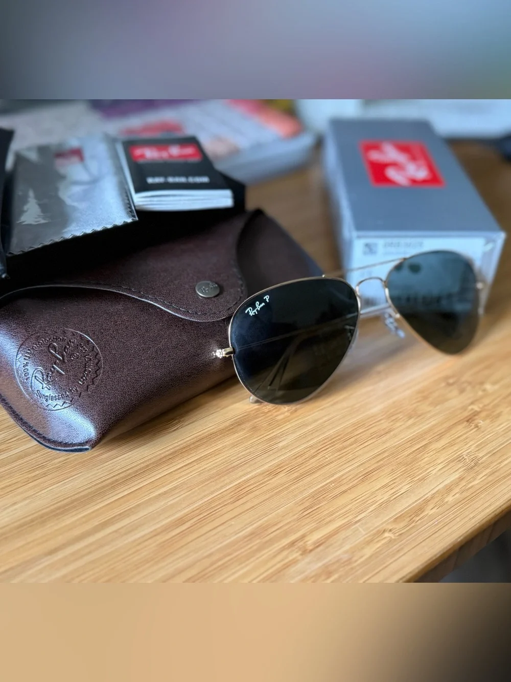 Ray-Ban Aviator Sunglasses in Black Lenses and Gold Frame